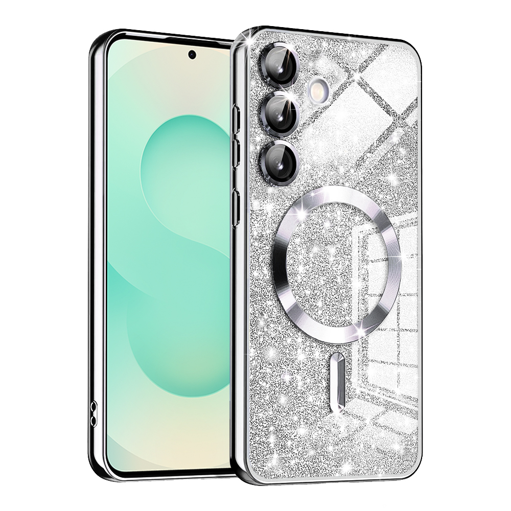 Калъф за Samsung Galaxy S25 Plus - Techsuit Luxury Glitter MagSafe - Сребрист