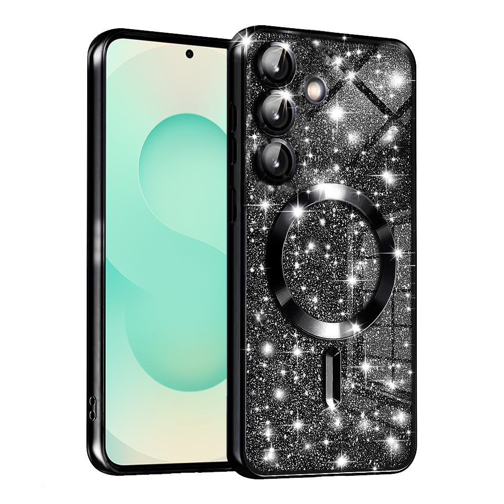 Калъф за Samsung Galaxy S25 Plus - Techsuit Luxury Glitter MagSafe - Черен