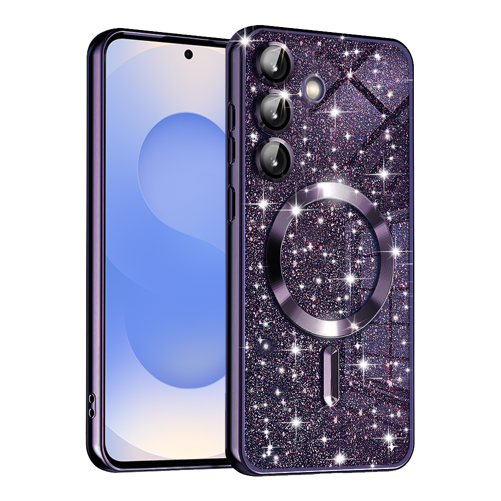 Калъф за Samsung Galaxy S25 - Techsuit Luxury Glitter MagSafe - Deep Лилав