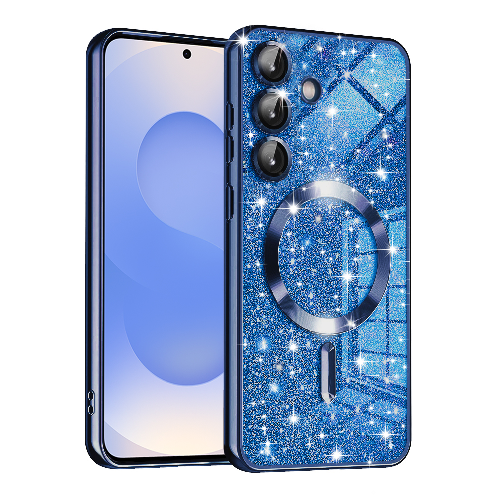 Калъф за Samsung Galaxy S25 - Techsuit Luxury Glitter MagSafe - Deep Син