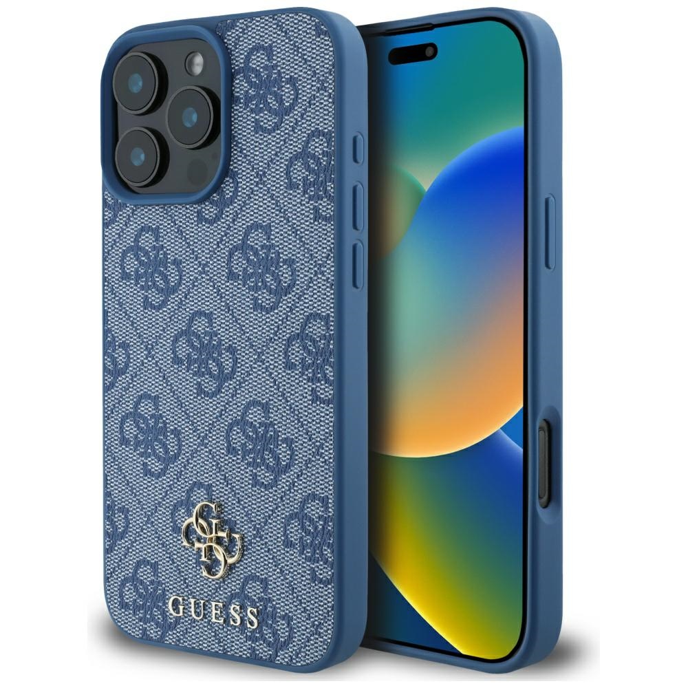 Калъф за iPhone 16 Pro - Guess 4G Small and Classic Logo MagSafe (GUHMP16LP4SM4MB) - Син