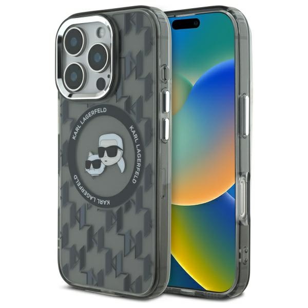 Калъф за iPhone 16 Pro - Karl Lagerfeld IML MagSafe (KLHMP16LHHMCKKMHK) - монограм Karl&Choupette Head