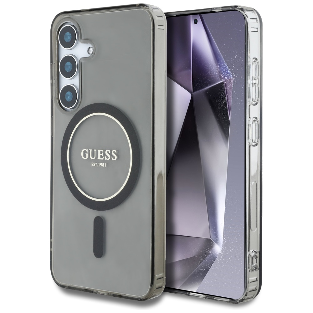 Калъф за Samsung Galaxy S25 - Guess IML Glitter Circle MagSafe (GUHMS25SHFGEREK) - Черен