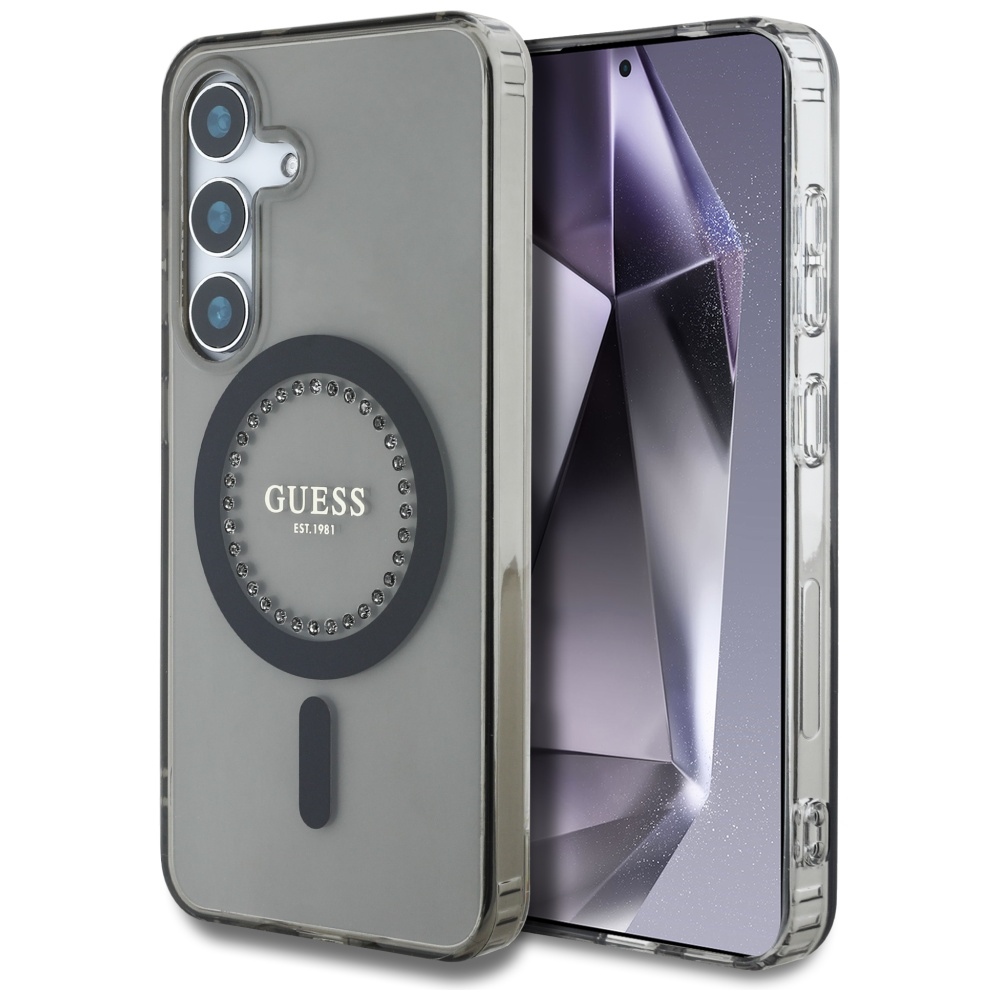 Калъф за Samsung Galaxy S25 - Guess IML Rhinestones MagSafe (GUHMS25SPFTDTEK) - Черен