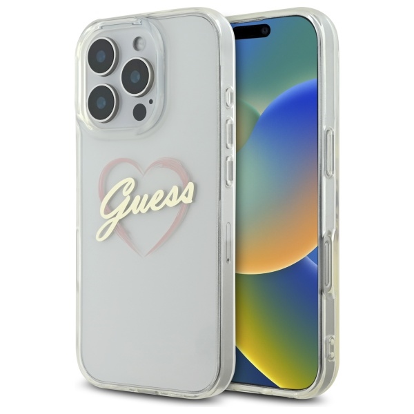 Калъф за iPhone 16 Pro - Guess Hardcase IML Heart (GUHCP16LHCHGSPT) - Прозрачен