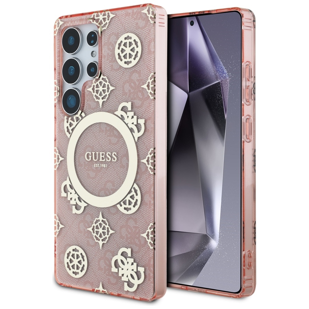 Калъф за Samsung Galaxy S25 Ultra - Guess IML Peony On 4G Background MagSafe (GUHMS25LH4PYEEP) - Розов