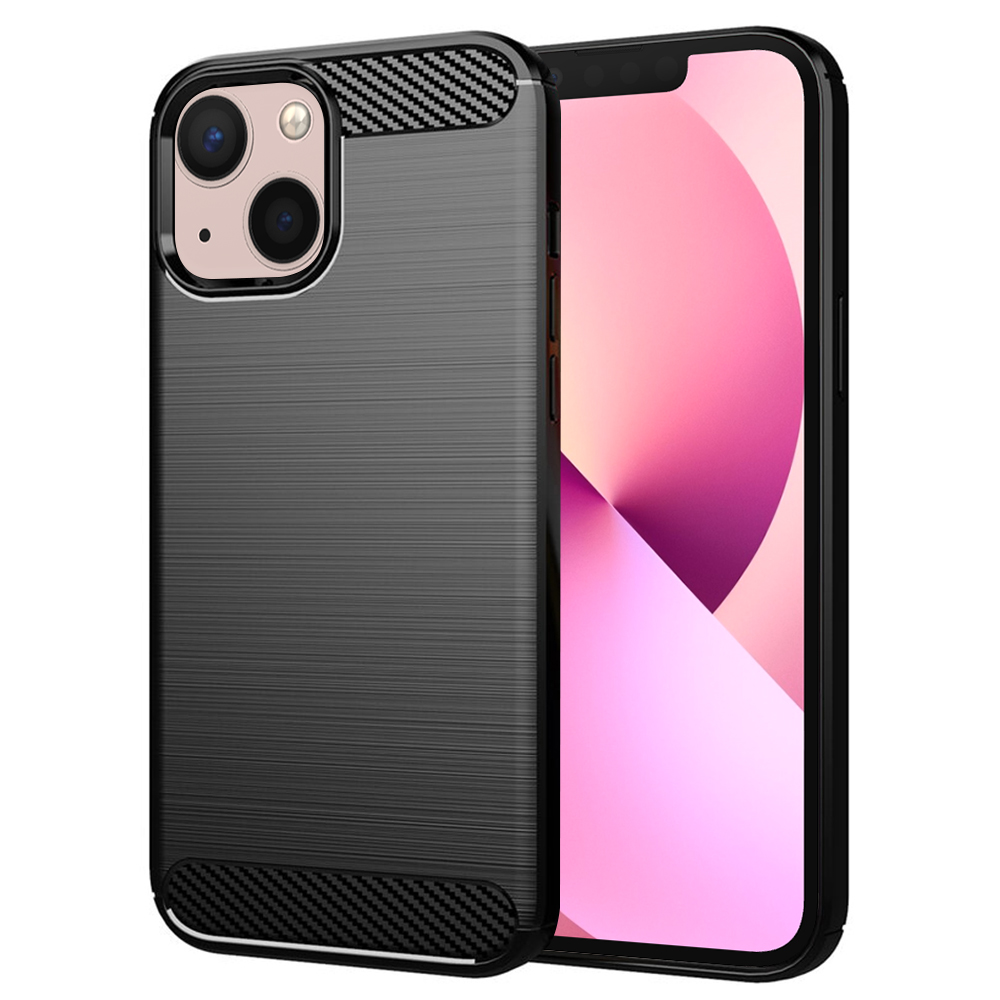 Калъф за iPhone 13 - Techsuit Carbon Silicone - Черен