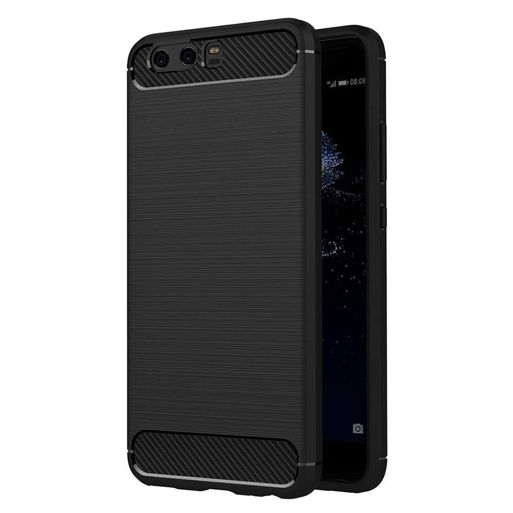 Калъф за Huawei P10 Plus - Techsuit Carbon Silicone - Черен