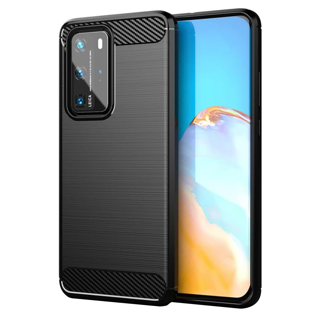 Калъф за Huawei P40 Pro - Techsuit Carbon Silicone - Черен