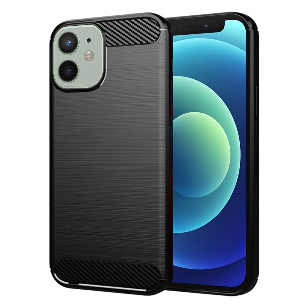 Калъф за iPhone 12 mini - Techsuit Carbon Silicone - Черен