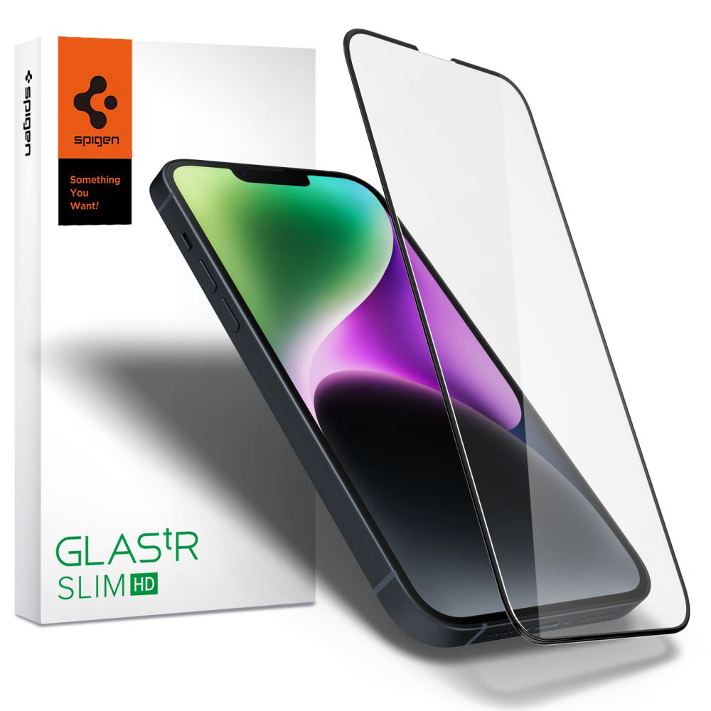 Калъф за iPhone 13 / iPhone 13 Pro / iPhone 14 / iPhone 16e / iPhone 17e - Spigen Glas.tR Slim (AGL03392) - Черен