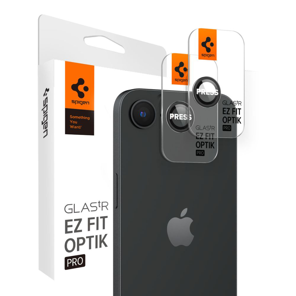 Калъф за камера за iPhone 16e / iPhone 17e (комплект 2) - Spigen Glas.tR Optik EZ Fit Pro (AGL09279) - Черен