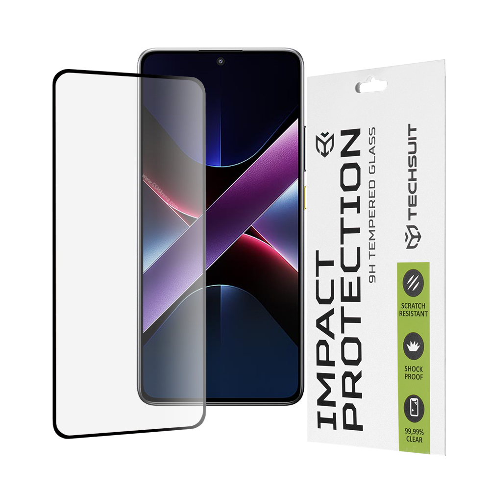 Капак за Xiaomi Poco X7 Pro - Techsuit 111D Full Cover / Full Glue Glass - Черен