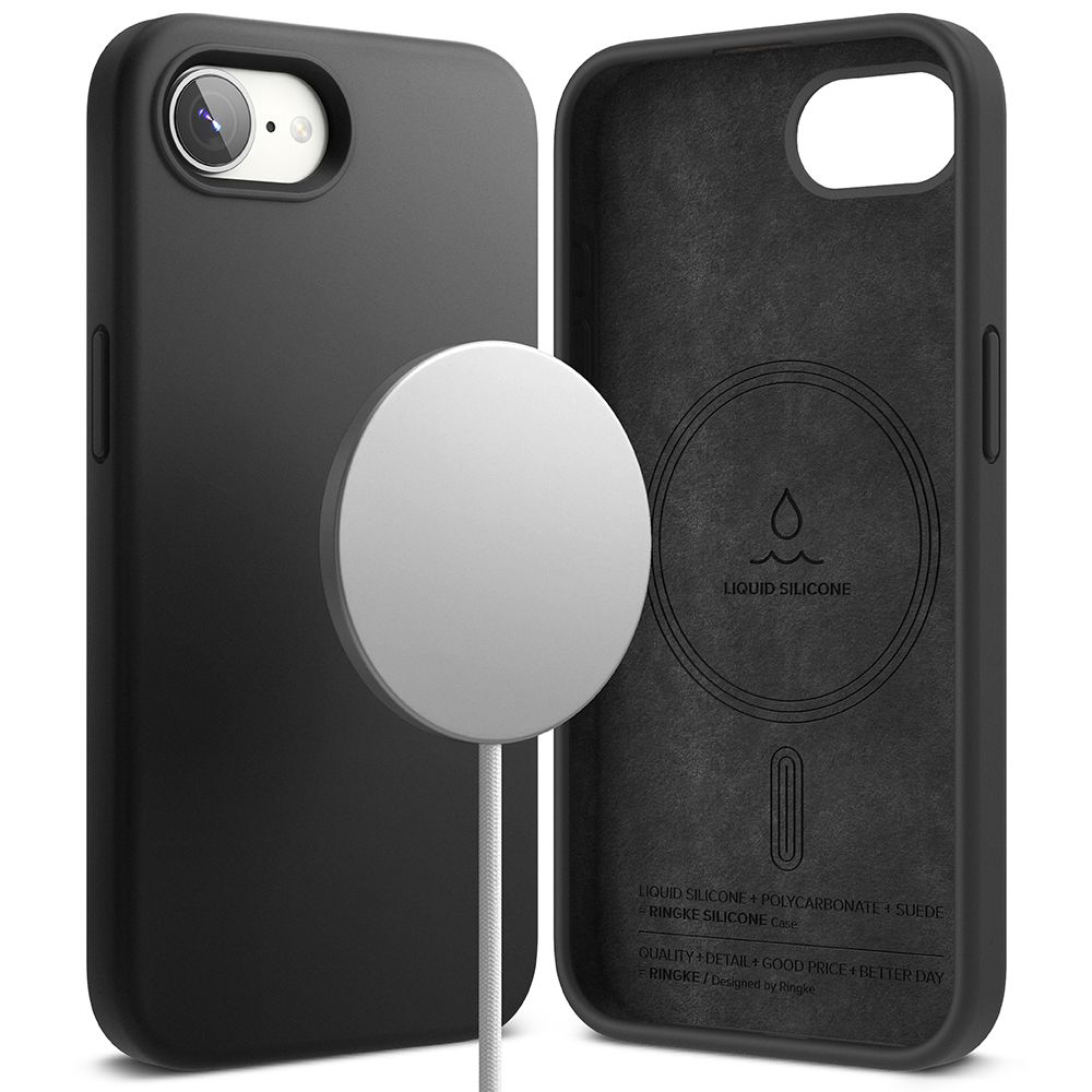 Калъф за iPhone 16e / iPhone 17e - Ringke Silicone Magnetic MagSafe - Черен