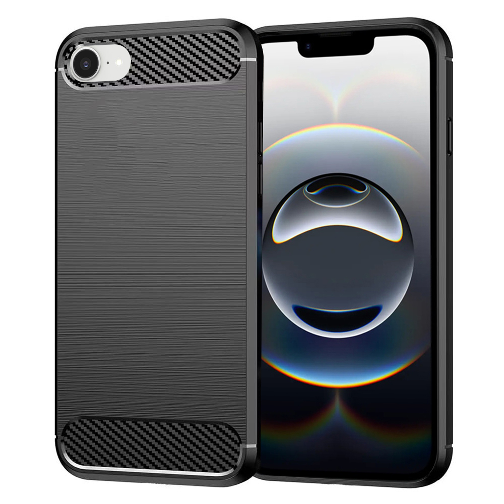 Калъф за iPhone 16e / iPhone 17e - Techsuit Carbon Silicone - Черен