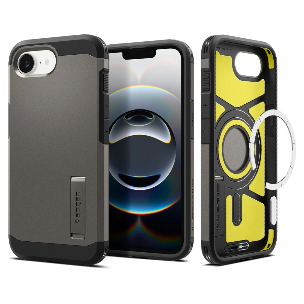 Калъф за iPhone 16e / iPhone 17e - Spigen Tough Armor MagSafe (ACS09136) - Gunmetal