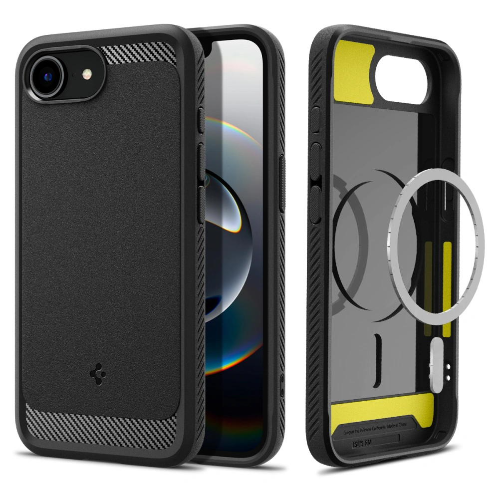 Калъф за iPhone 16e / iPhone 17e - Spigen Rugged Armor MagSafe (ACS09152) - черен мат
