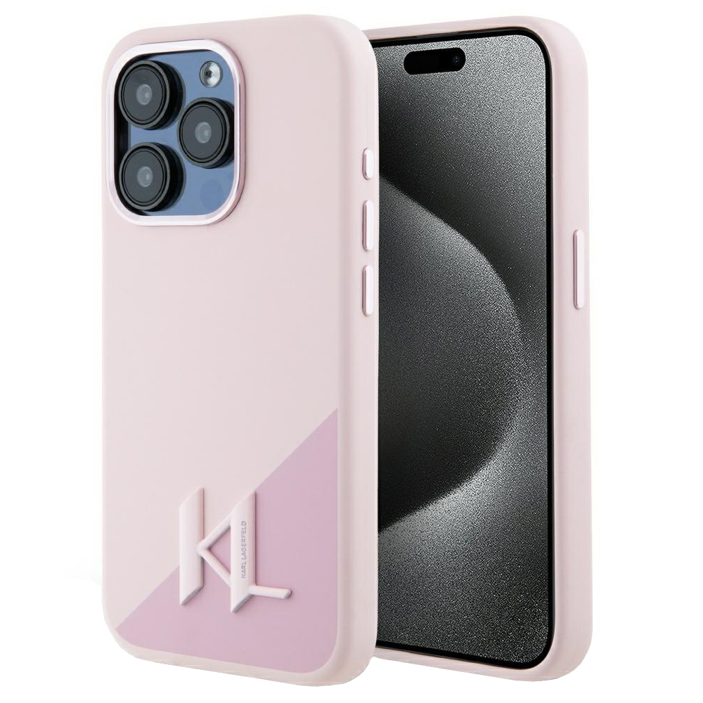 Калъф за iPhone 15 Pro - Karl Lagerfeld Silicone MagSafe (KLHMP15LSCMKKMPCP) - Розов Shadow Metal Initial