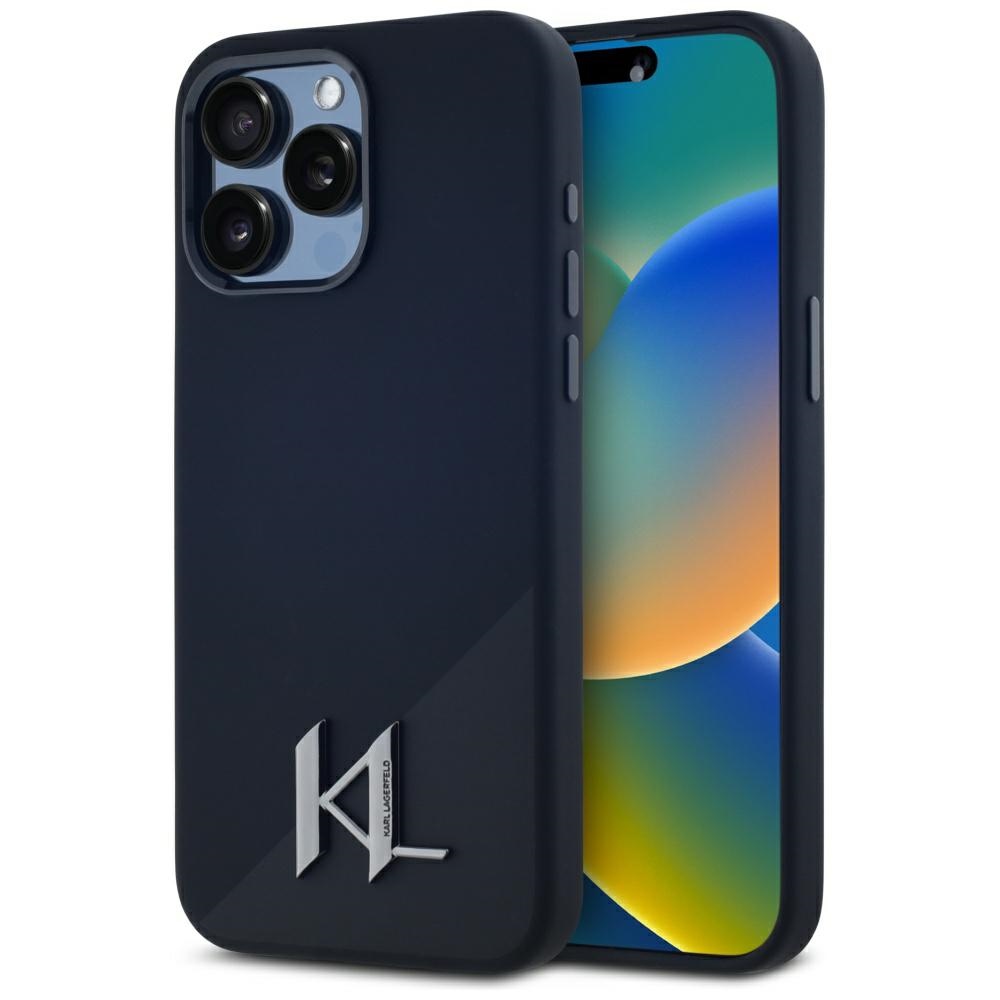 Калъф за iPhone 15 Pro Max - Karl Lagerfeld Silicone MagSafe (KLHMP15XSCMKMPCK) - Shadow Metal Initial