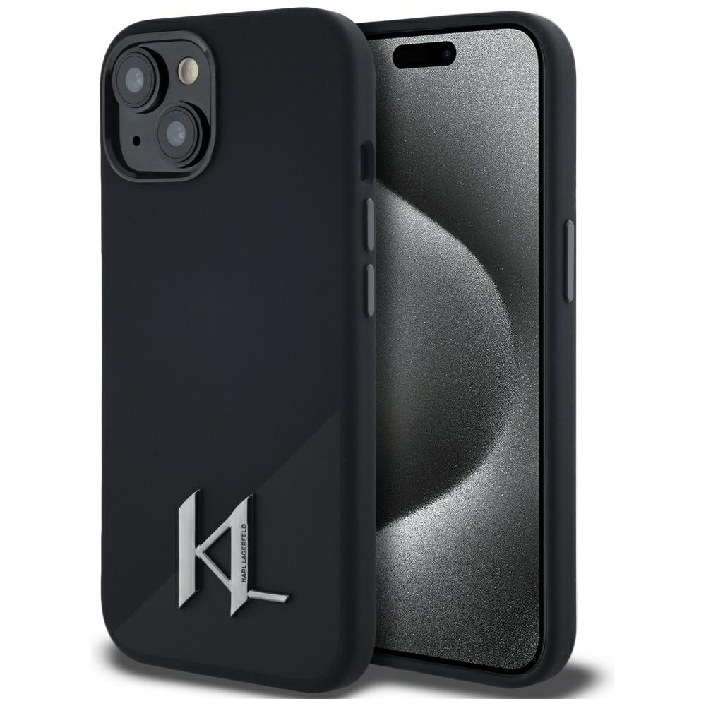 Калъф за iPhone 15 - Karl Lagerfeld Silicone MagSafe (KLHMP15SSCMCMKMPCK) - Shadow Metal Initial