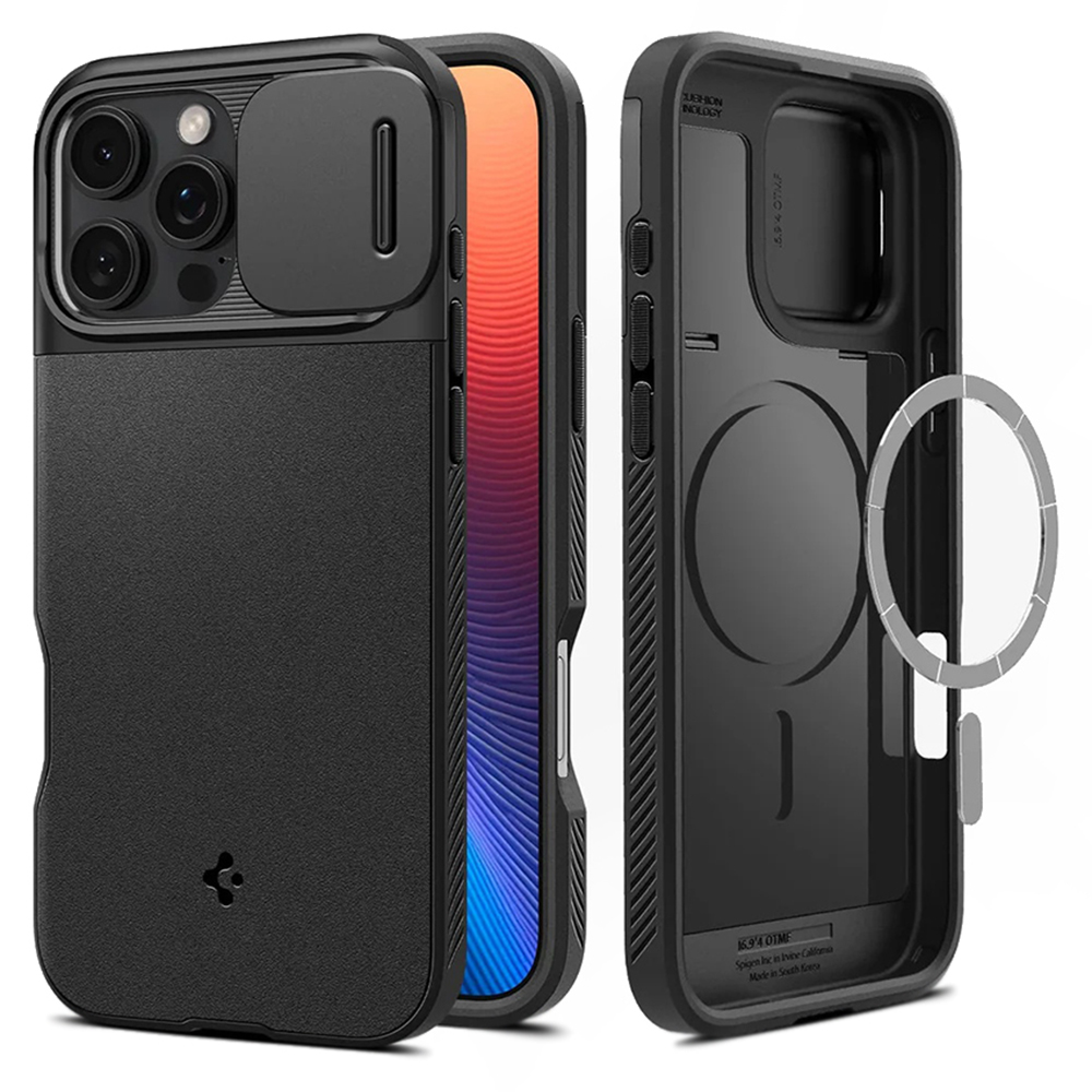 Калъф за IPhone 16 Pro Max - Spigen Optik Armor MagSafe (ACS08015) - Черен