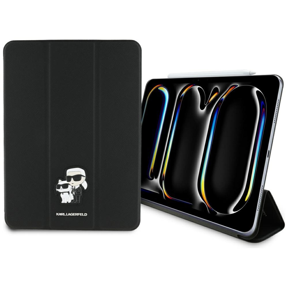 Калъф за iPad Pro 11 (2024) / iPad Pro 11 (2025) - Karl Lagerfeld Saffiano Magnetic Magnetic Karl &Choupette (KLFC11PM24SAKCK) - Черен