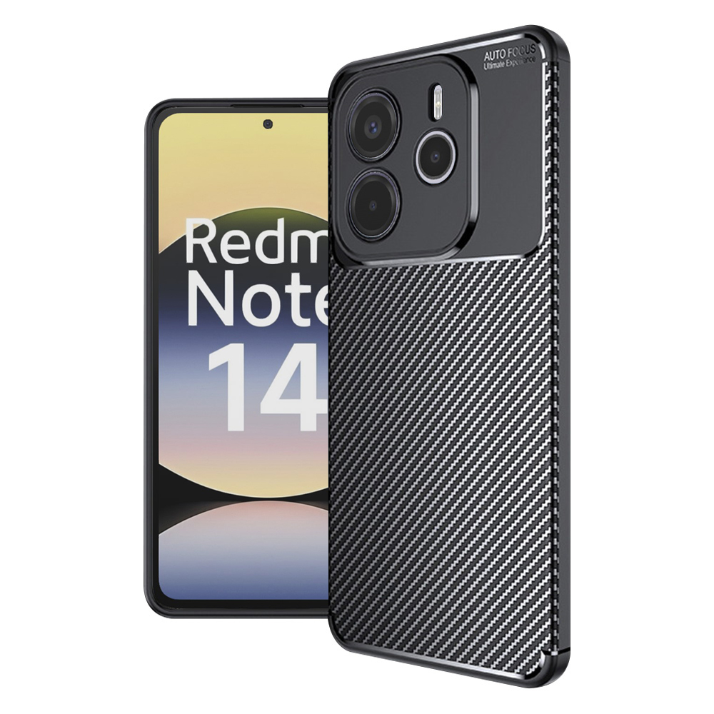 Калъф за Xiaomi Redmi Note 14 4G (Регионален) - Techsuit CarbonFiber - Черен