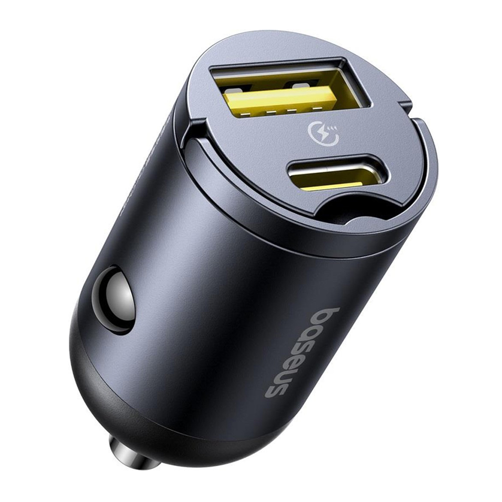 Зарядно за кола, Type-C, USB, 30W, Бързо зареждане - Baseus (C00035001121-02) - Черно