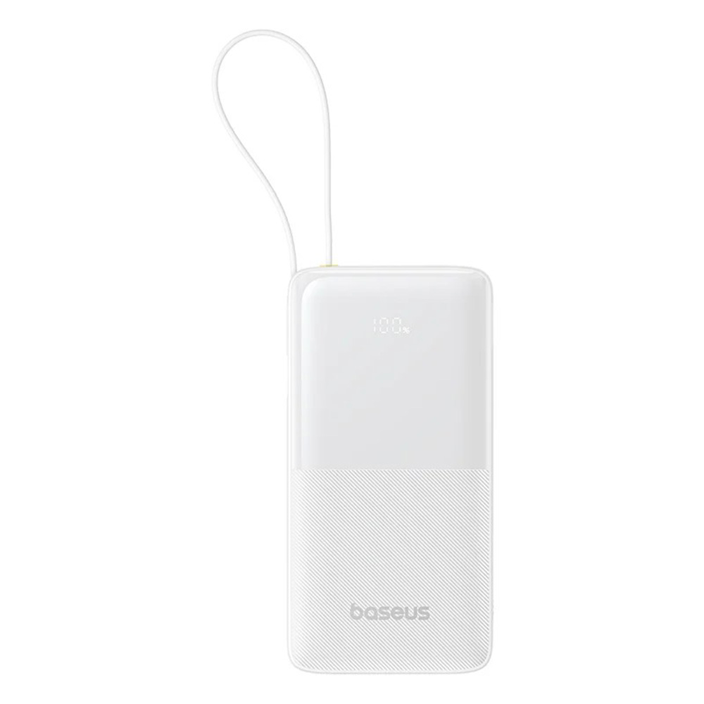 Power Bank 20000mAh, 20W, вграден Type-C кабел - Baseus Bipow 2 (P10077101213-01) - Бял