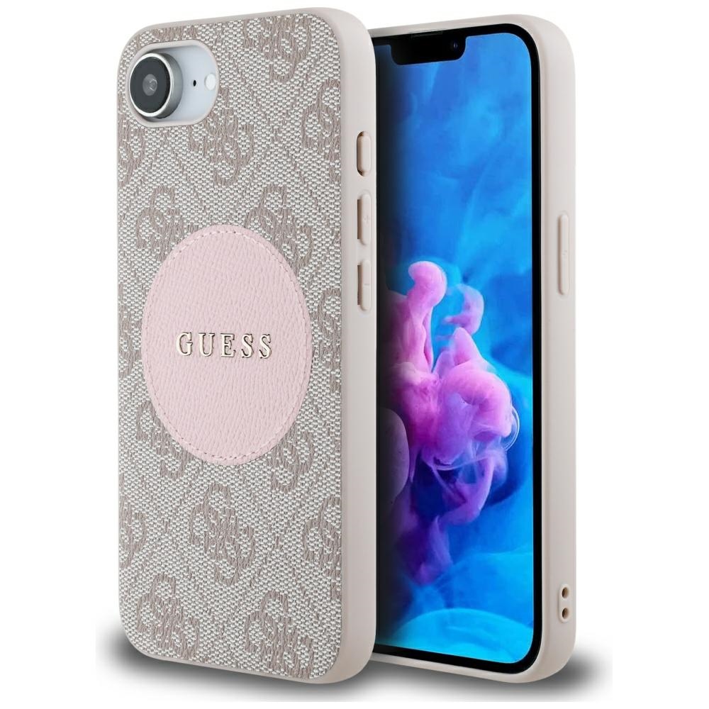 Калъф за iPhone 16e / iPhone 17e - Guess 4G Circle Classic Logo MagSafe (GUHMPSE4P4P4PGRSGP) - Розов
