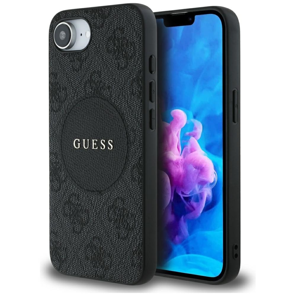 Калъф за iPhone 16e / iPhone 17e - Guess 4G Circle Classic Logo MagSafe (GUHMPSE4P4P4PGRSGK) - Черен