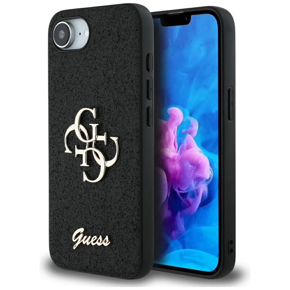 Калъф за iPhone 16e / iPhone 17e - Guess Glitter Fixed Big 4G (GUHCPSE4HG4SGGK) - Черен