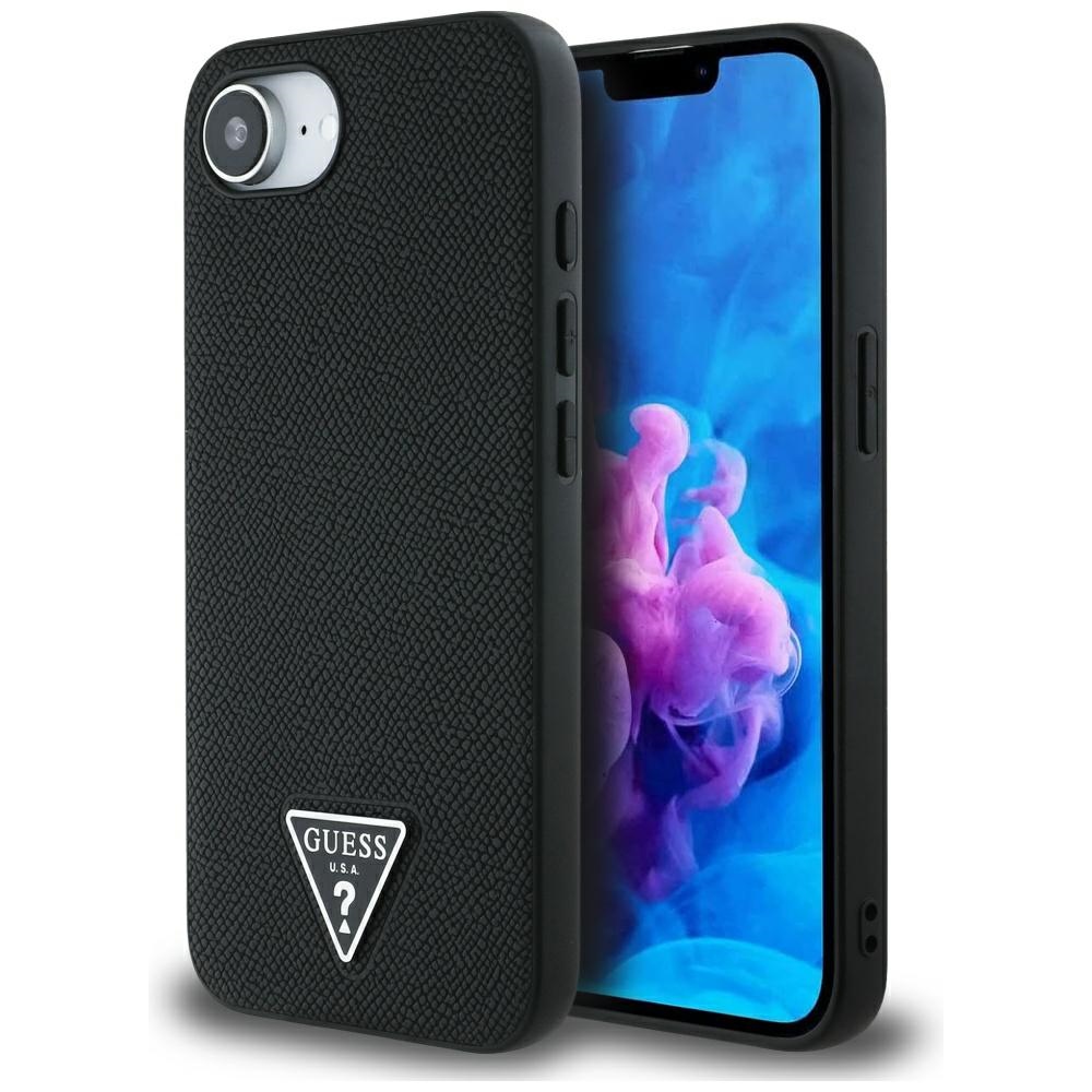 Калъф за iPhone 16e / iPhone 17e - Guess Grained PU Triangle Triangle Logo MagSafe (GUHMPSE4PGTSPSK) - Черен