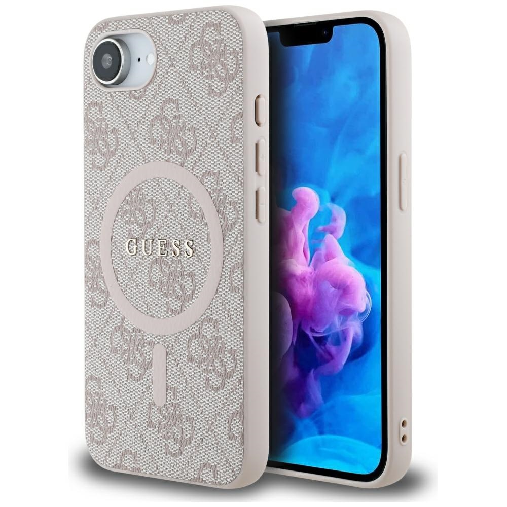 Калъф за iPhone 16e / iPhone 17e - Guess 4G Ring Classic Logo MagSafe (GUHMPSE4G4G4GFRP) - Розов