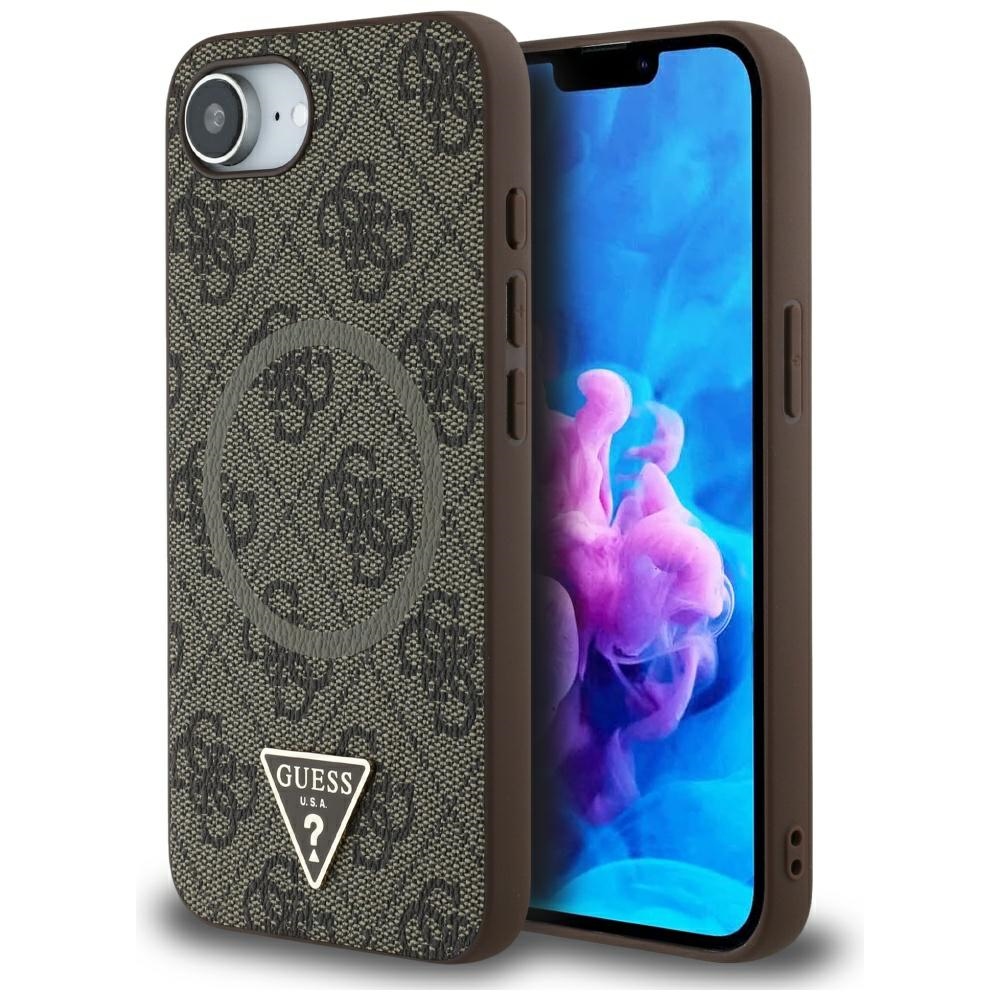 Калъф за iPhone 16e / iPhone 17e - Guess 4G Ring Triangle Triangle Logo MagSafe (GUHMPSE4P4TDPW) - Кафяв