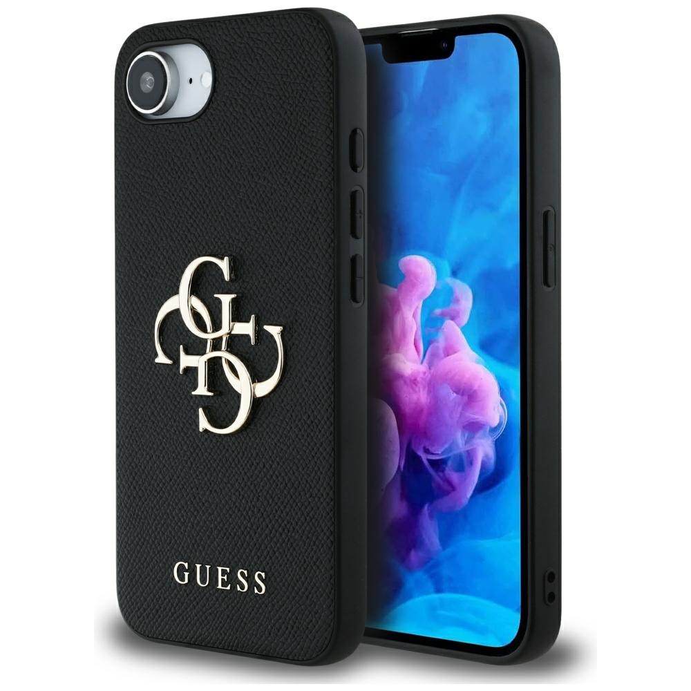 Калъф за iPhone 16e / iPhone 17e - Guess Hardcase 4G Grained Big and Classic Logo (GUHCPSE4PGT4MBK) - Черен