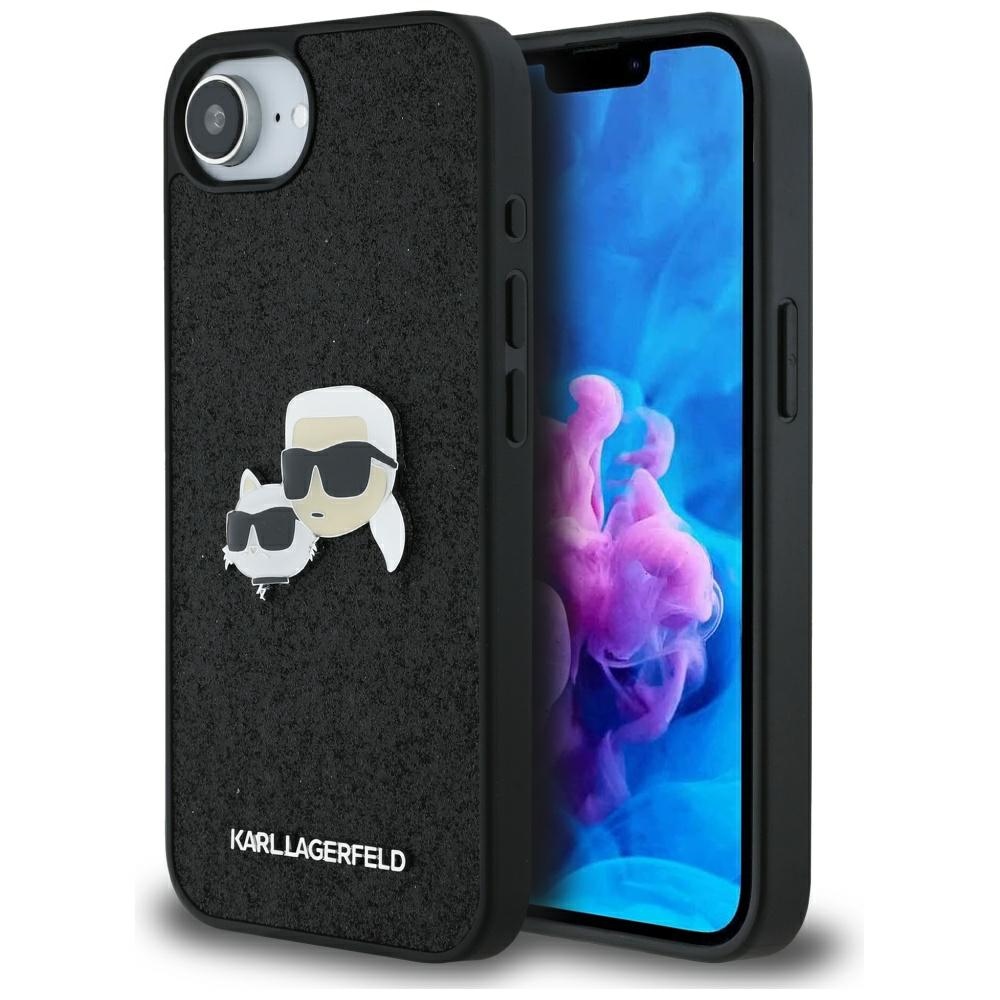 Калъф за iPhone 16e / iPhone 17e - Karl Lagerfeld Hardcase Glitter Fixed (KLHCPSE4PFGGKCPK) - Karl&Choupette Head