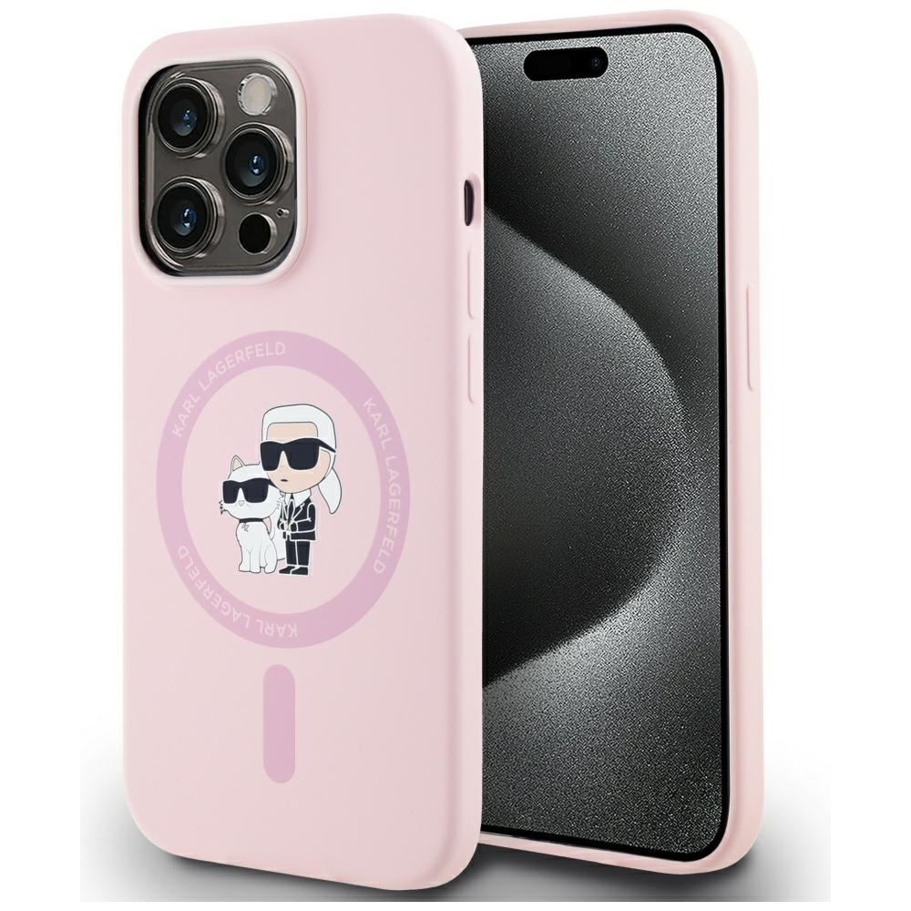 Калъф за iPhone 14 Pro Max - Karl Lagerfeld Silicone MagSafe (KLHMP14XSCMKKCRHP) - Розов Karl&Choupette