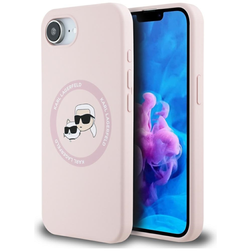 Калъф за iPhone 16e / iPhone 17e - Karl Lagerfeld Silicone MagSafe (KLHMPMPSE4SKCHTCP) - Розов Karl&Choupette Head