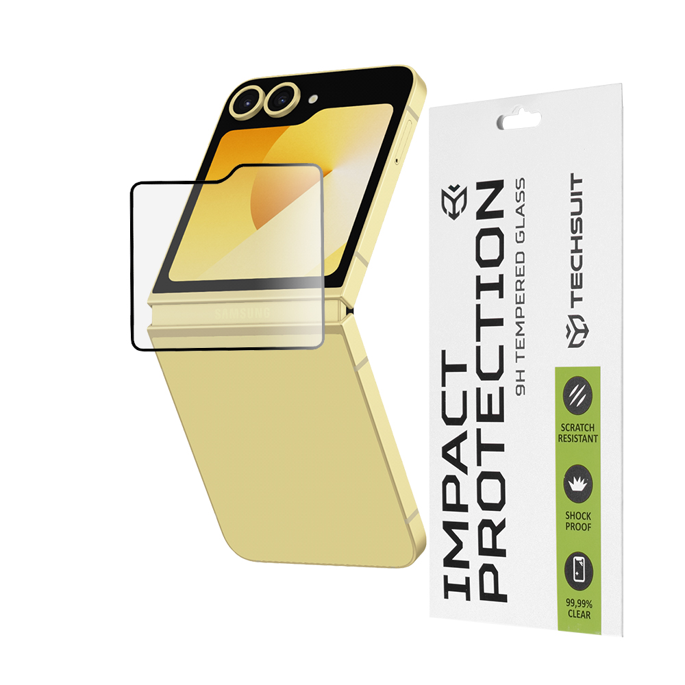 Капак за Samsung Galaxy Z Flip6 / Flip7 FE - Techsuit 111D Full Cover / Full Glue Glass [Outside Screen] - Черен