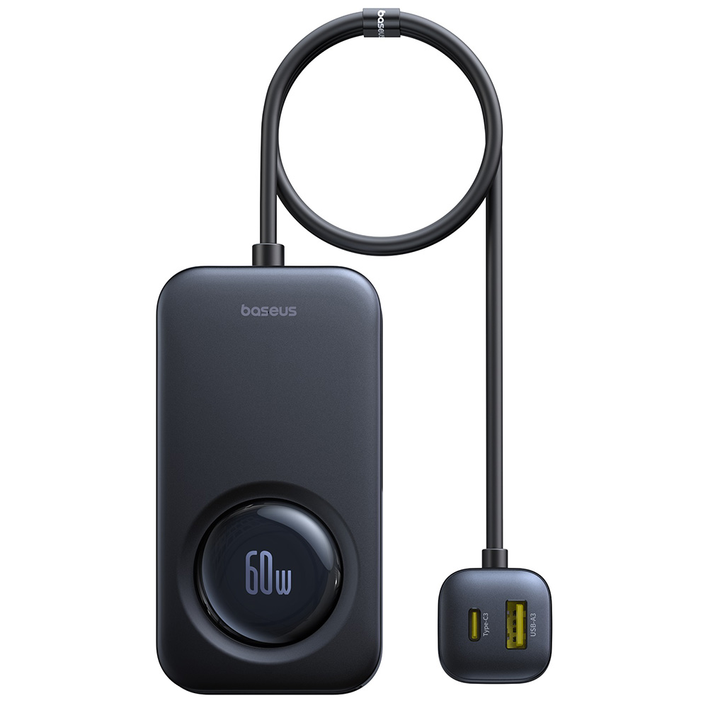 Зарядно за кола, Type-C, USB, 105W + 60W удължителен кабел - Baseus PrimeTrip VW1 (C000690001000121-00) - черно