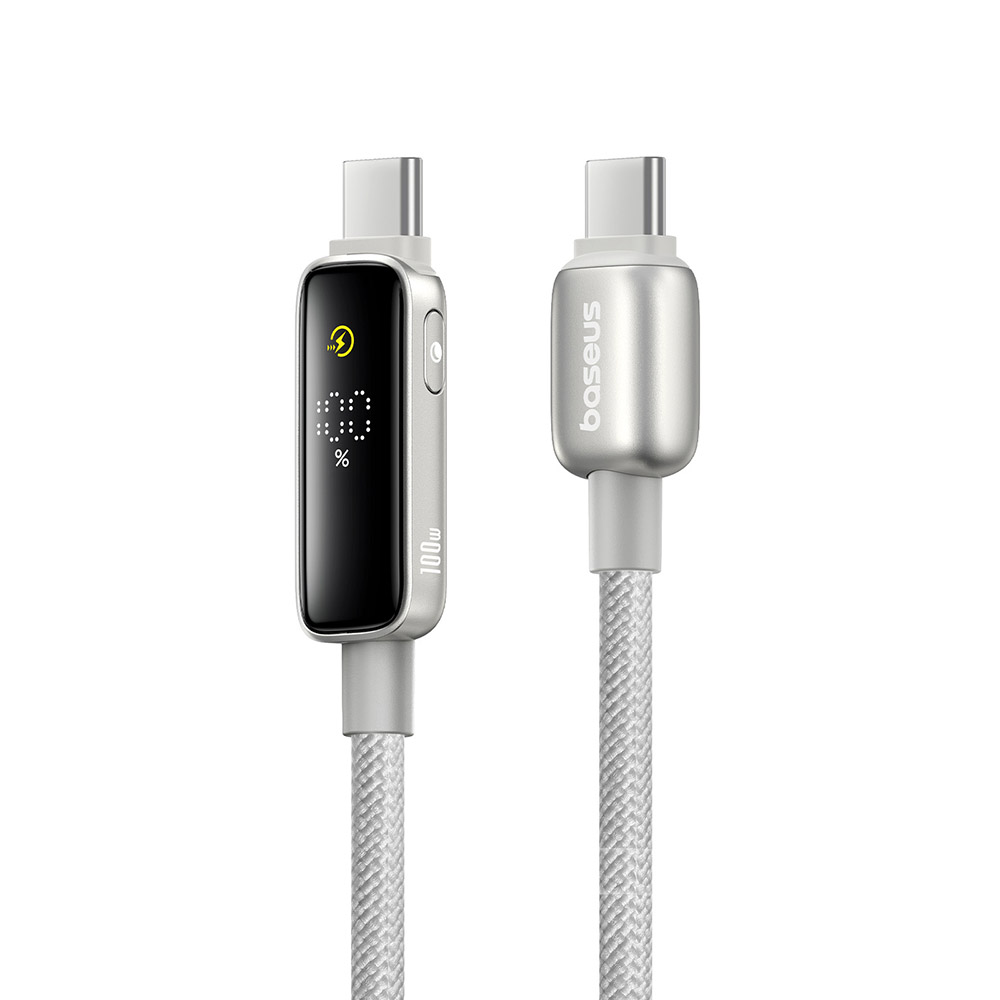 Type-C кабел с дисплей, 100 W, 1 m - Baseus Vipow (P10381802851-00) - Galaxy Natural Титаниев