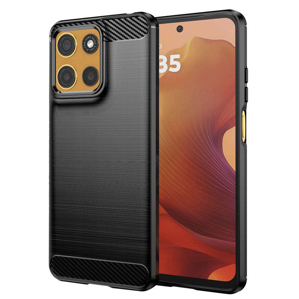 Калъф за Motorola Moto Moto G15 / G15 Power / G17 / G17 Power - Techsuit Carbon Silicone - Черен