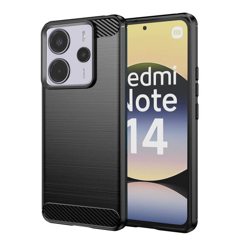 Калъф за Xiaomi Redmi Note 14 4G (Регионален) - Techsuit Carbon Silicone - Черен