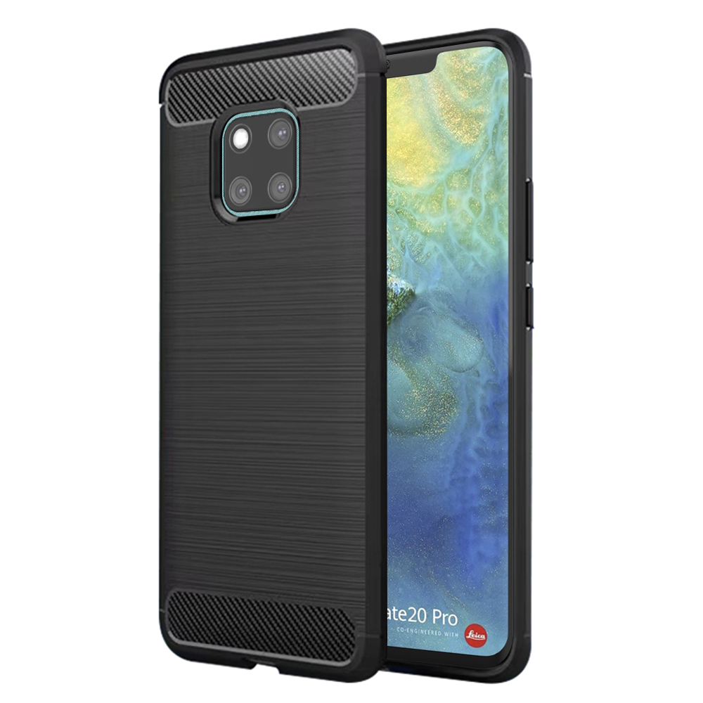 Калъф за Huawei Mate 20 Pro - Techsuit Carbon Silicone - Черен