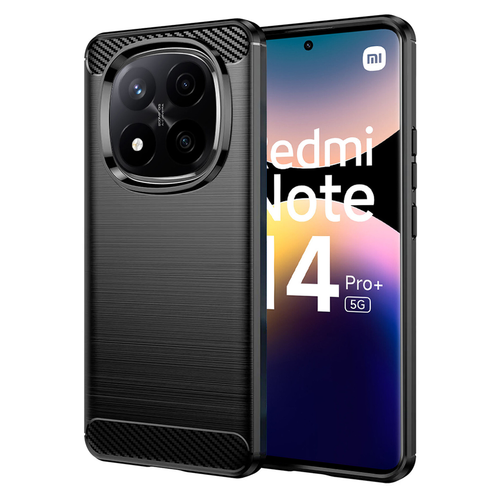 Калъф за Xiaomi Redmi Note 14 Pro+ 5G - Techsuit Carbon Silicone - Черен