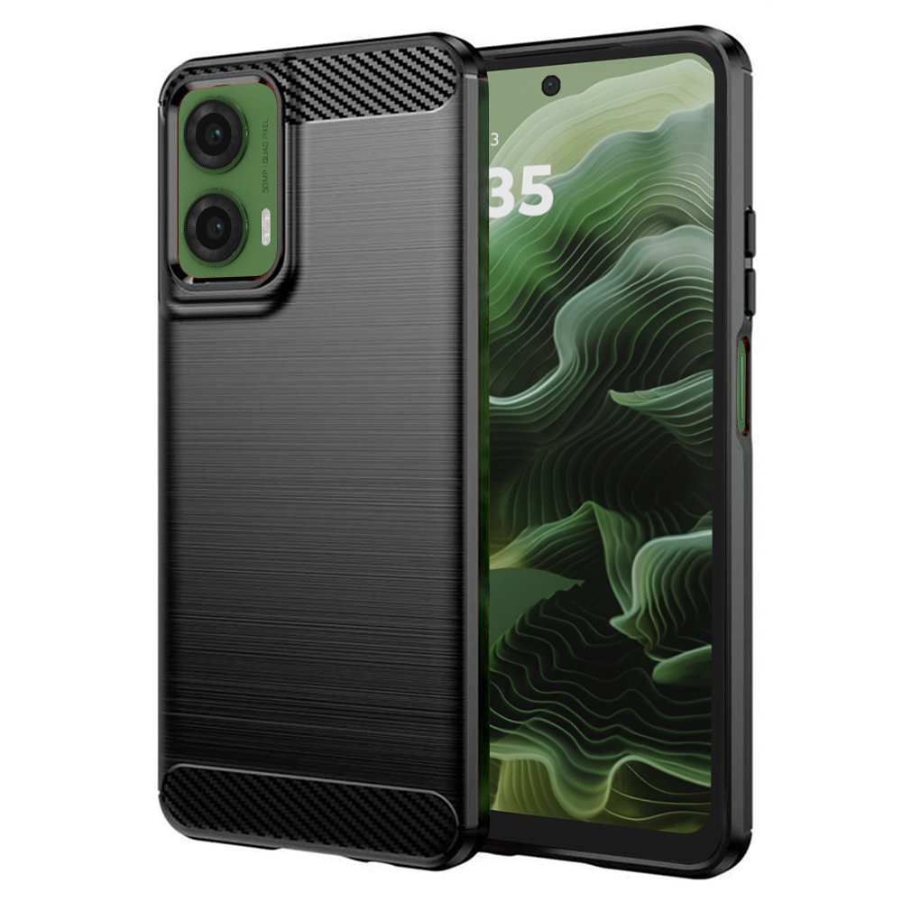 Калъф за Motorola Moto G35 - Techsuit Carbon Silicone - Черен