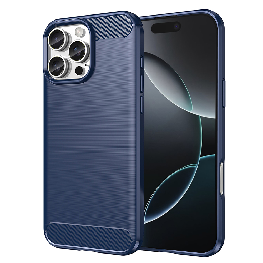 Калъф за iPhone 16 Pro - Techsuit Carbon Silicone - Син