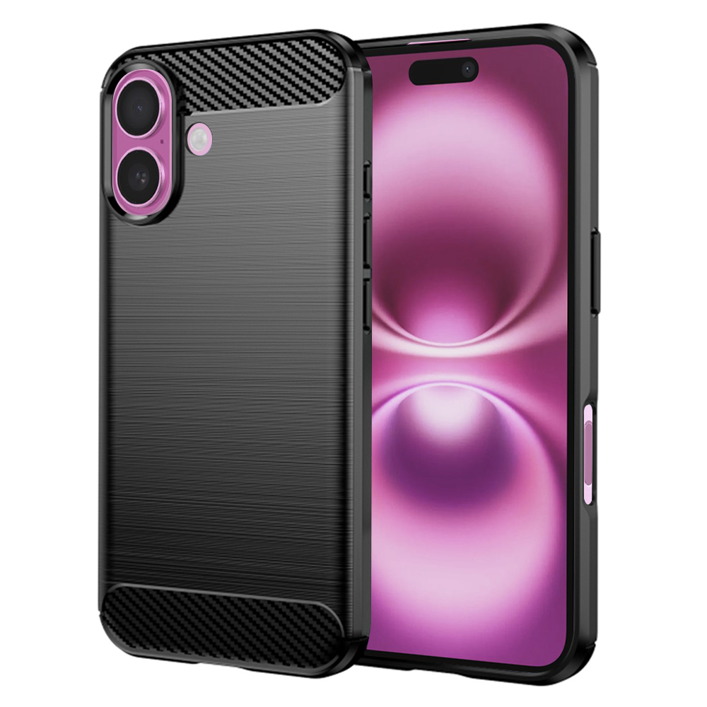 Калъф за iPhone 16 Plus - Techsuit Carbon Silicone - Черен
