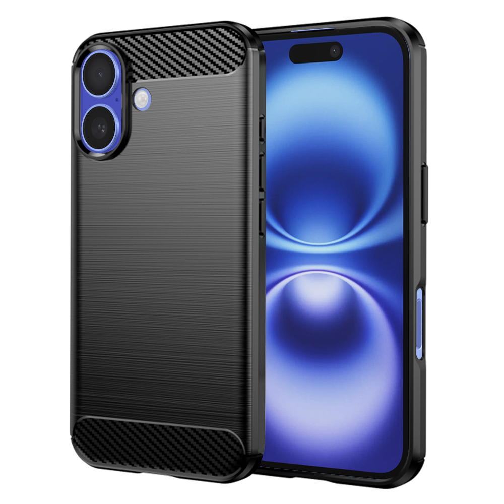 Калъф за iPhone 16 - Techsuit Carbon Silicone - Черен